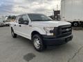 A 2017 Ford F-150 in white with a black front grille and a rugged appearance parked at a loading area