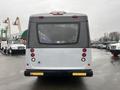 A 2017 Chevrolet Express facing rear view with a gray and white exterior showing taillights and a large glass rear window