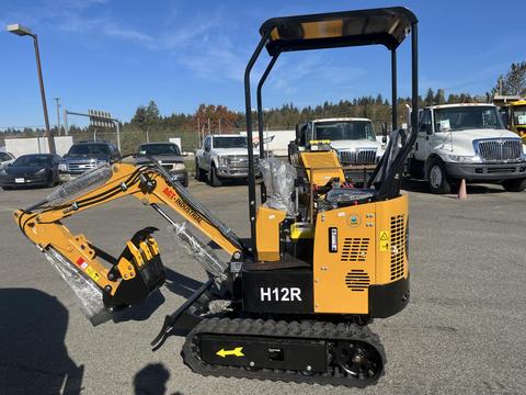 2024 AGT Mini Excavator with a yellow and black exterior features a compact design a tracked base and a hydraulic arm with an attached bucket