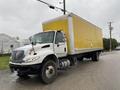 2018 International 26 Foot Cube truck with air brakes featuring a yellow box trailer and a white cab