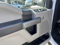 Close-up of the door panel of a 2019 Ford F-350 SD featuring a textured handle and control buttons