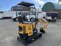 A 2024 AGT Mini Excavator with a yellow body and black tracks featuring a boom arm and bucket attachment on the front