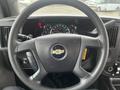 Steering wheel of a 2017 Chevrolet Express with a Chevrolet logo and controls on the left side