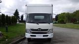 White 2016 Hino 195 box truck with a large cargo area and front windshield visible