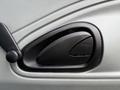 Close-up of a black door handle on a 2007 International 4200 with a textured surface and the text "PULL TO LOCK" embossed on the panel