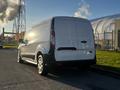 A 2022 Ford Transit Connect van parked with its rear view facing the camera featuring a white exterior and black accents