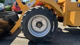 A close-up of the tire on a 2024 Traner TR45 featuring a rugged tread design and a shiny metal rim