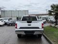 A white 2018 Ford F-150 viewed from the rear with the Ford emblem visible on the tailgate and chrome accents on the bumper