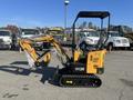 A yellow and black 2024 AGT H12R compact excavator with a tracked base and a hydraulic arm extended to the side