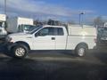 A white 2013 Ford F-150 with a utility bed and two doors parked on a lot