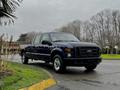 A blue 2008 Ford F-250 Super Duty pickup truck parked with a crew cab and chrome wheels showcasing a robust design and aggressive stance