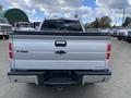 A silver 2013 Ford F-150 pickup truck viewed from the rear with the tailgate closed and the iconic Ford emblem displayed prominently