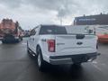 A 2017 Ford F-150 in white with a crew cab and four-wheel drive badge parked at a lot with other vehicles in the background