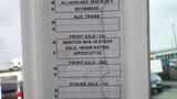 Label information for a 2007 Autocar WXLL listing specifications for axles and transmission details including axle ratings and model numbers