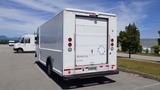 White 2011 Ford Econoline cargo van with a closed rear door and red taillights parked in a lot