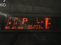Dashboard display of a 2020 Hino 195 showing red illuminated indicators for fuel, temperature, parking, and odometer reading of 96203 km