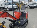 A 2024 AGT Mini Excavator featuring a red and gray body with tracks for mobility and a seat with control levers for operation